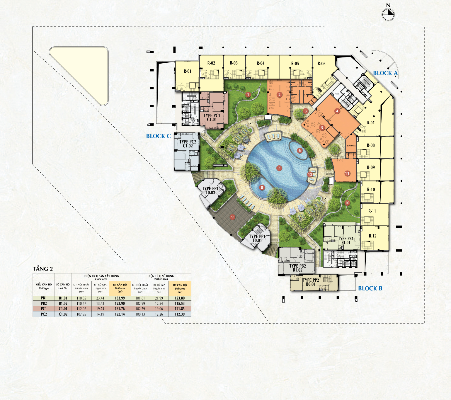 DỰ ÁN CĂN HỘ CAO CẤP RIVERPARK PREMIER PHÚ MỸ HƯNG 36 Mặt Bằng Tầng 2