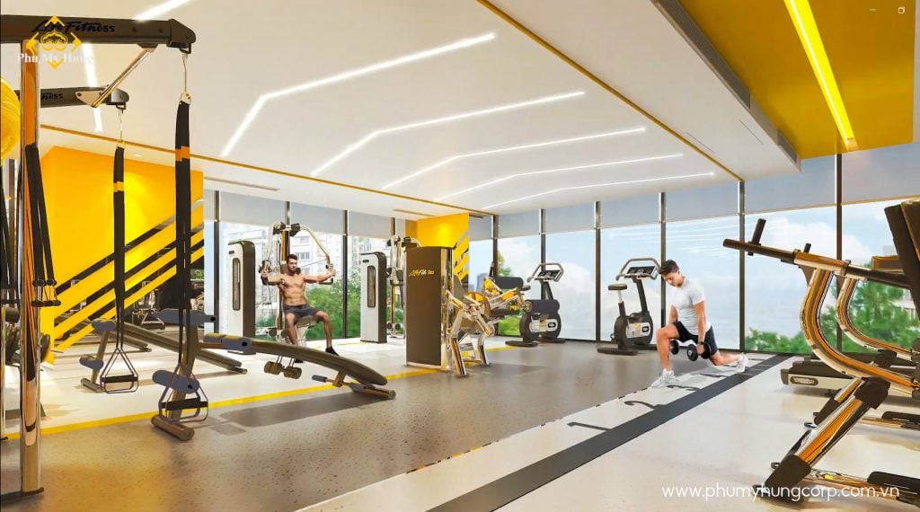 DỰ ÁN CĂN HỘ PHU MY HUNG THE AURORA 70 Phòng gym với không gian tập luyện ấn tượng, thoải mái và tầm view thoáng.