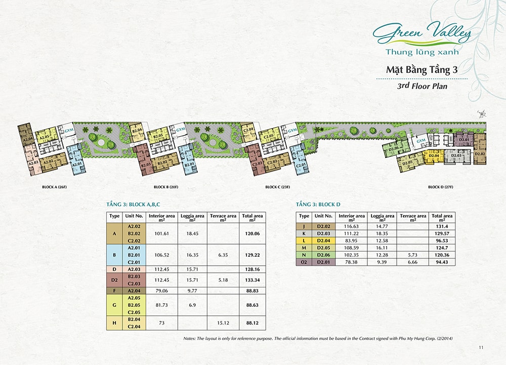 Mặt Bằng Tầng 3 Green Valley