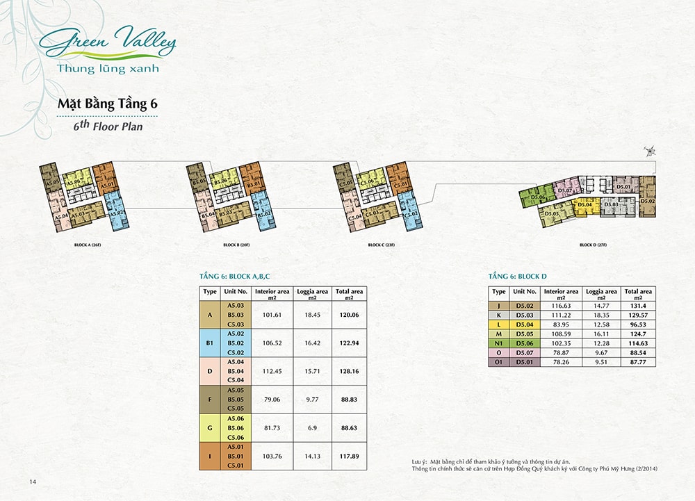 Mặt Bằng Tầng 6 Green Valley