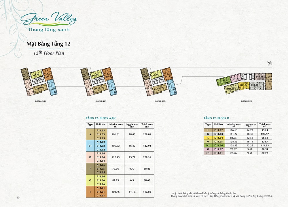 Mặt Bằng Tầng 12 Green Valley