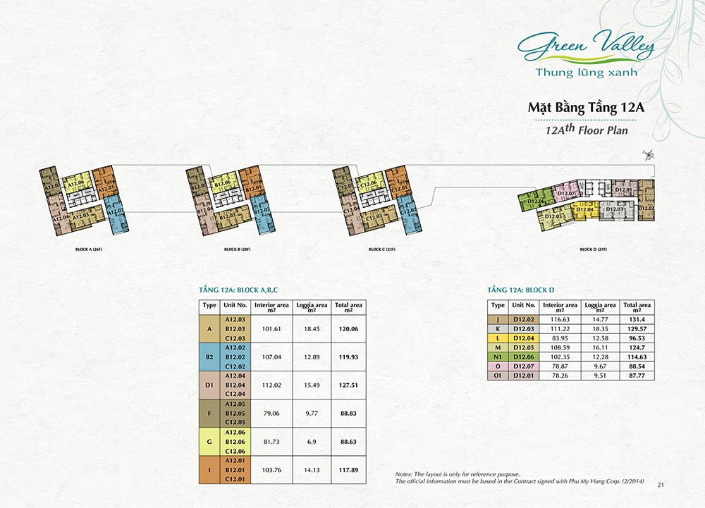 Mặt Bằng Tầng 12A Green Valley