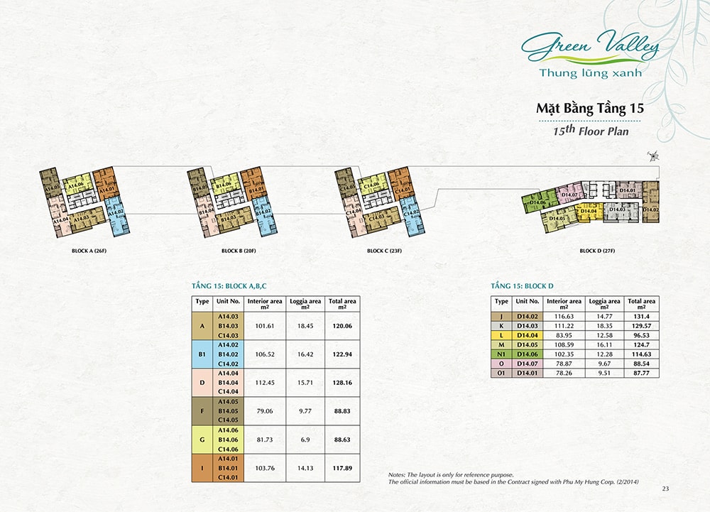 Mặt Bằng Tầng 15 Green Valley