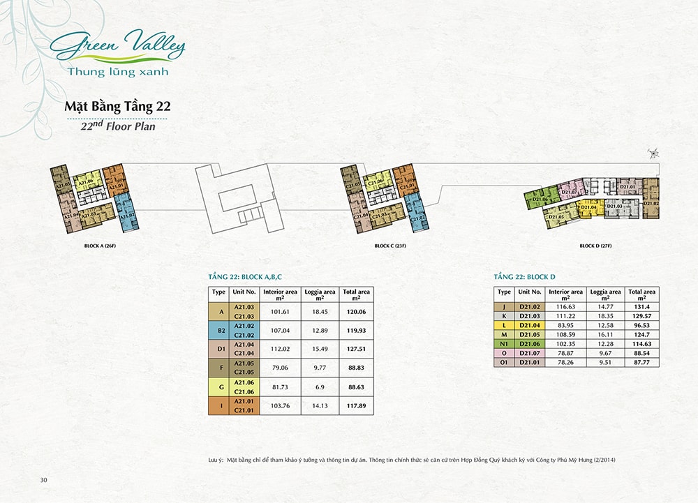 Mặt Bằng Tầng 22 Green Valley