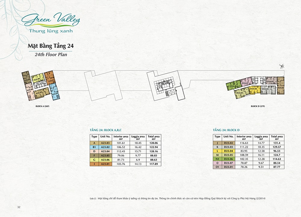 Mặt Bằng Tầng 24 Green Valley