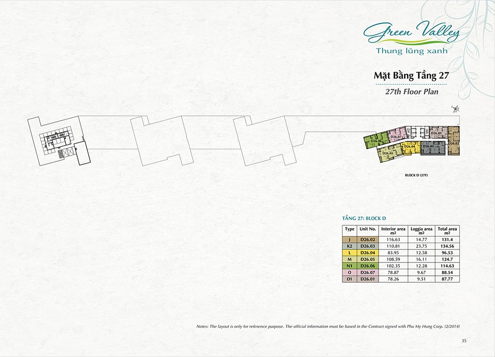 Mặt Bằng Tầng 27 Green Valley
