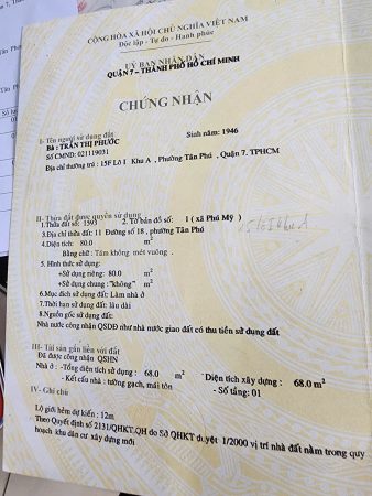 Bán Nhà Đường Số 18 Tân Mỹ Quận 7 – Sổ Hồng Riêng, Liền Kề Phú Mỹ Hưng