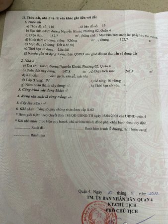 Bán Nhà Đường Nguyễn Khoái P2 Quận 4 Vị Trí Đắc Địa Gần Trung Tâm